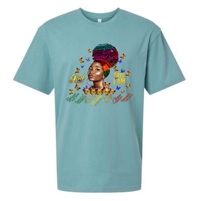 Black Girl God Says I Am Black Melanin History Month Pride Sueded Cloud Jersey T-Shirt