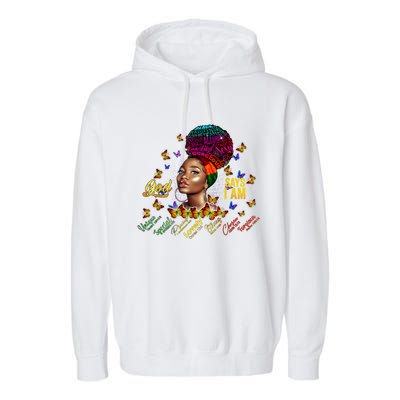 Black Girl God Says I Am Black Melanin History Month Pride Garment-Dyed Fleece Hoodie