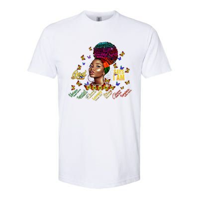 Black Girl God Says I Am Black Melanin History Month Pride Softstyle CVC T-Shirt