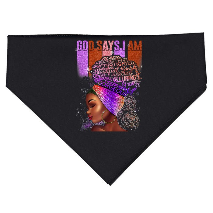 Black Girl God Says I Am Black Melanin History Month Pride USA-Made Doggie Bandana