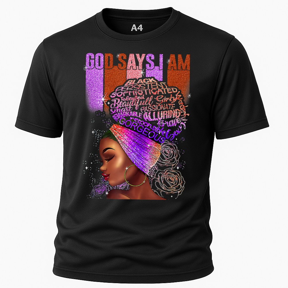 Black Girl God Says I Am Black Melanin History Month Pride Cooling Performance Crew T-Shirt