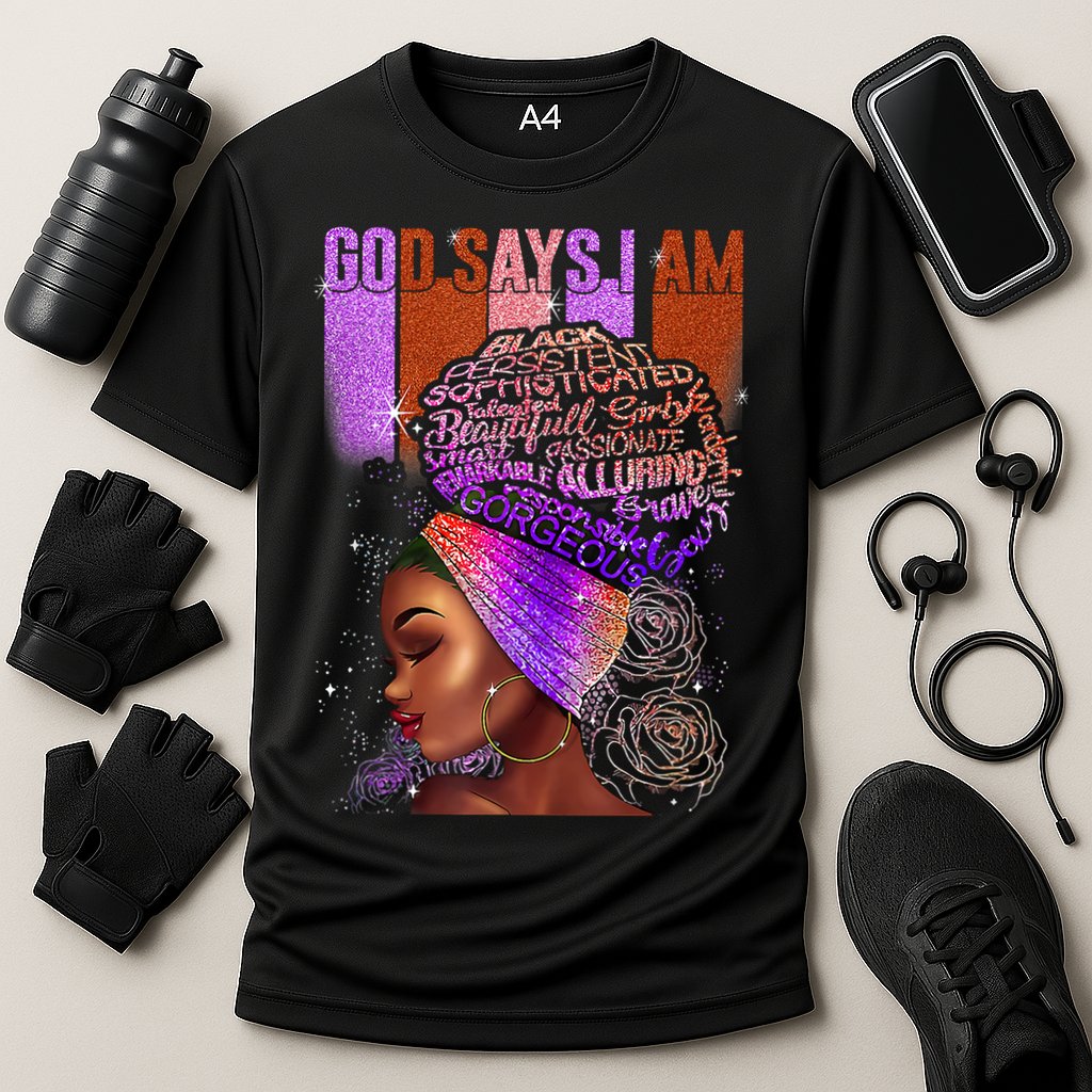 Black Girl God Says I Am Black Melanin History Month Pride Cooling Performance Crew T-Shirt