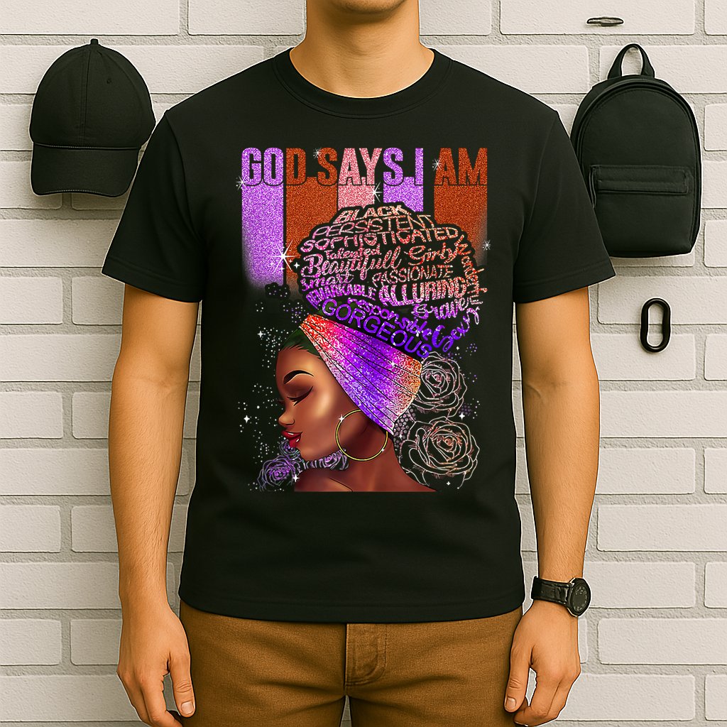 Black Girl God Says I Am Black Melanin History Month Pride T-Shirt