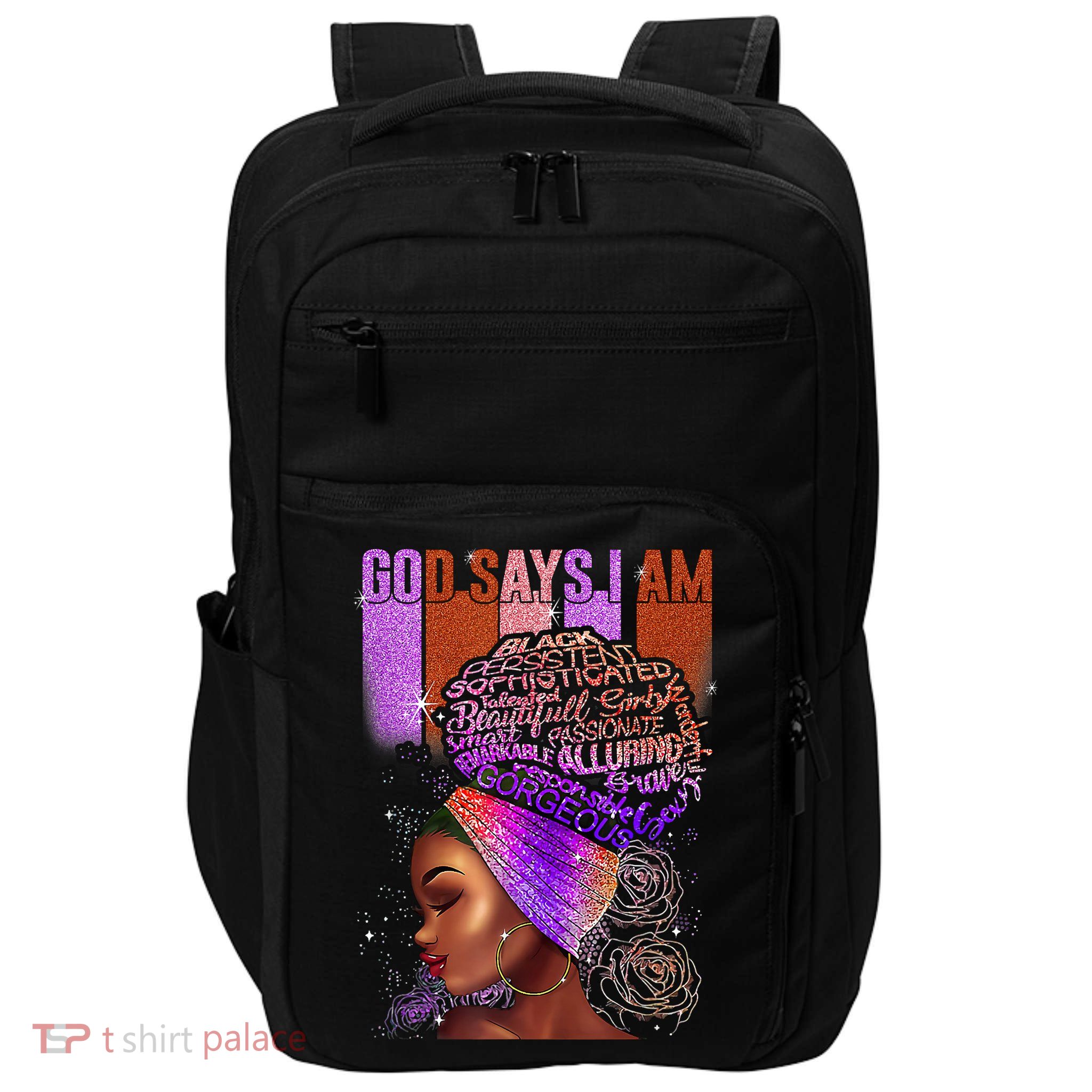 Black Girl God Says I Am Black Melanin History Month Pride Impact Tech Backpack