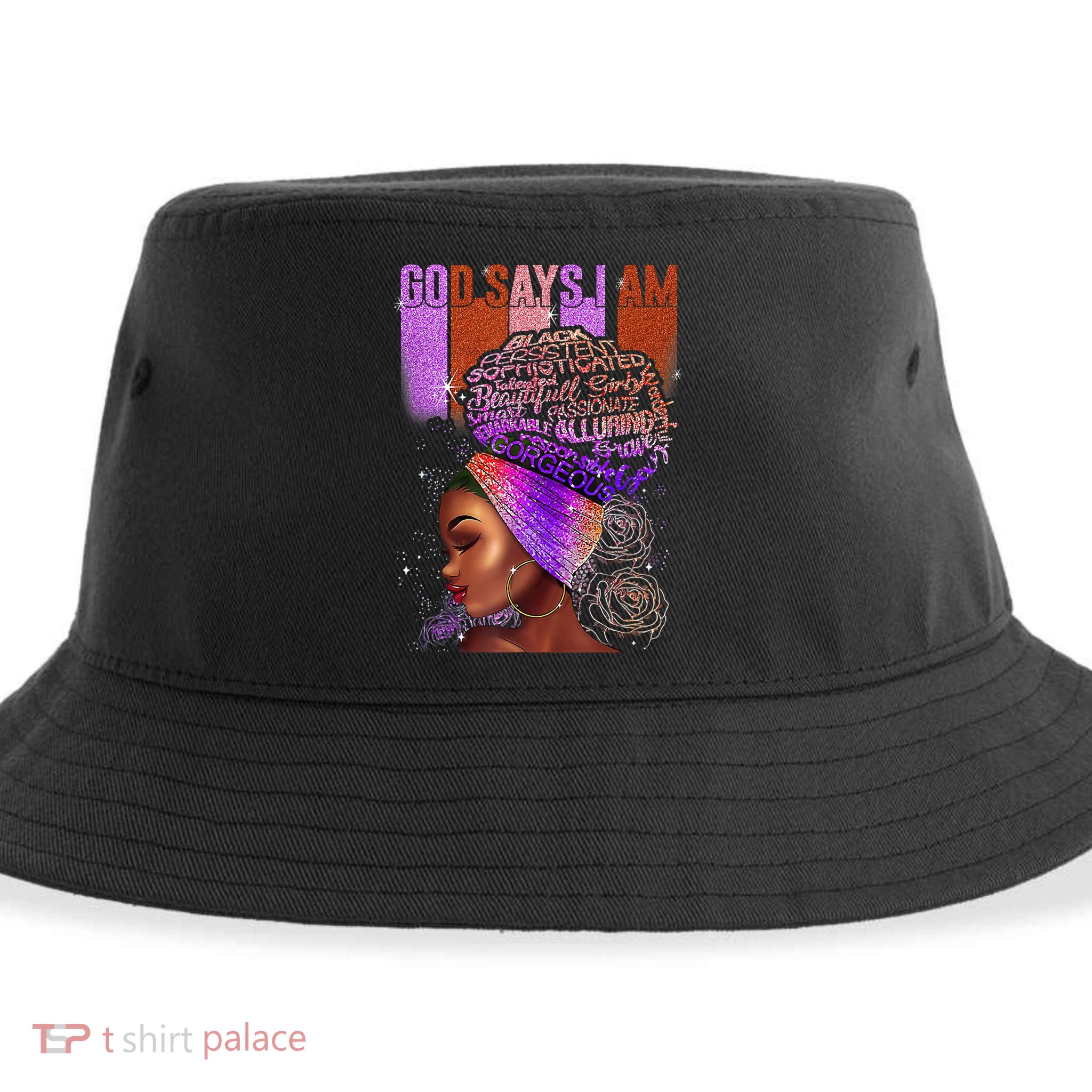 Black Girl God Says I Am Black Melanin History Month Pride Sustainable Bucket Hat
