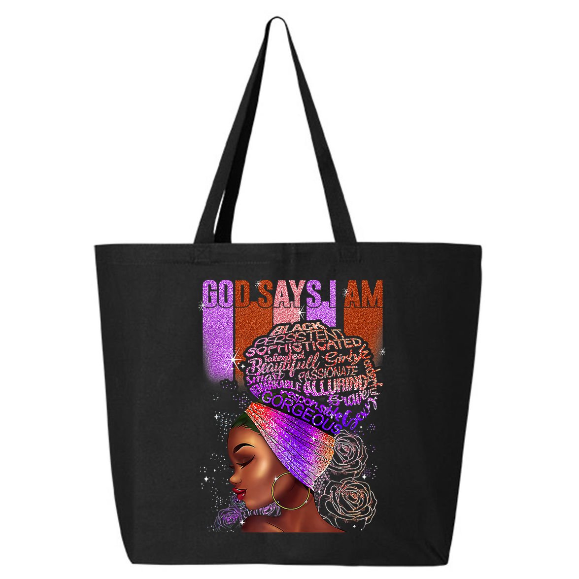Black Girl God Says I Am Black Melanin History Month Pride 25L Jumbo Tote