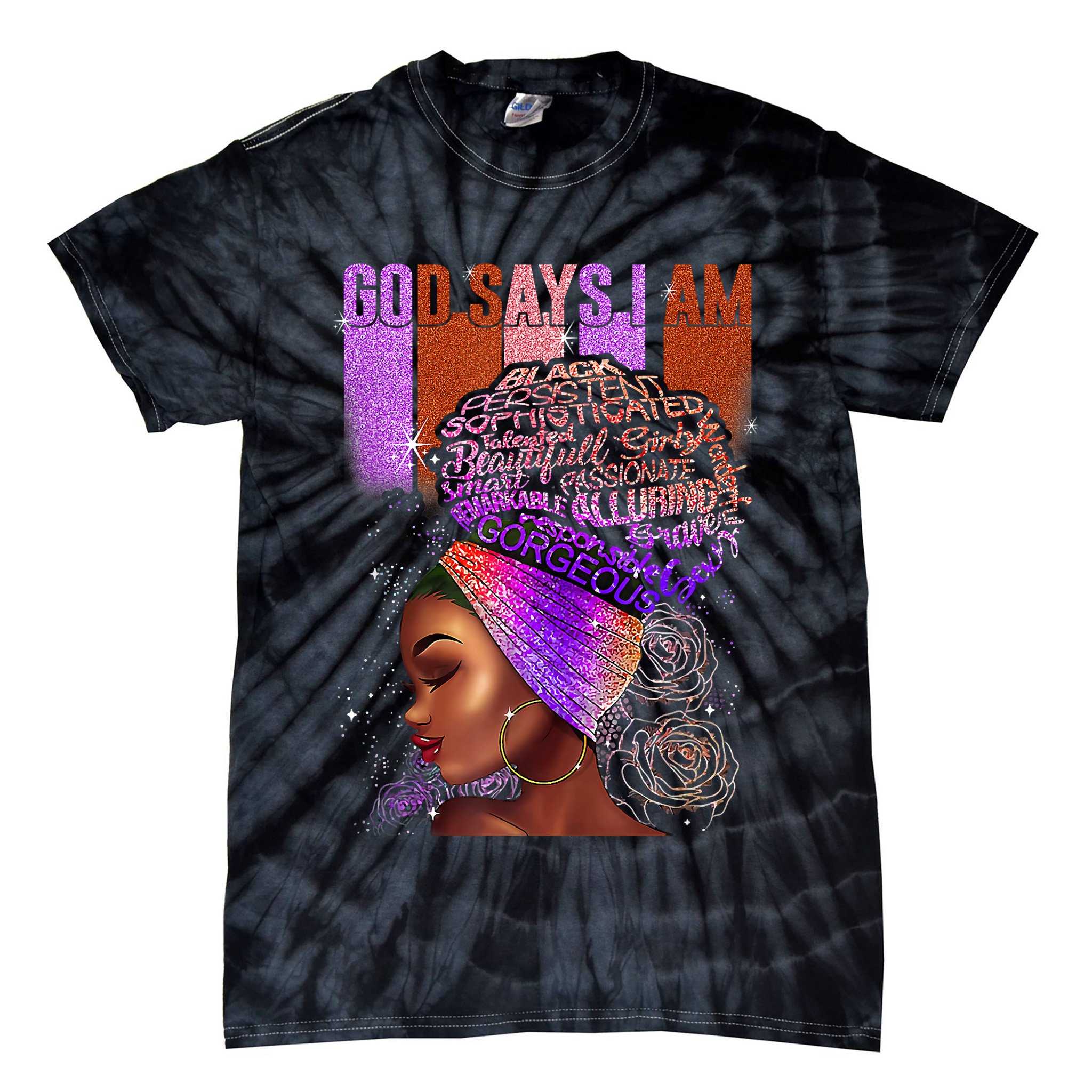 Black Girl God Says I Am Black Melanin History Month Pride Tie-Dye T-Shirt