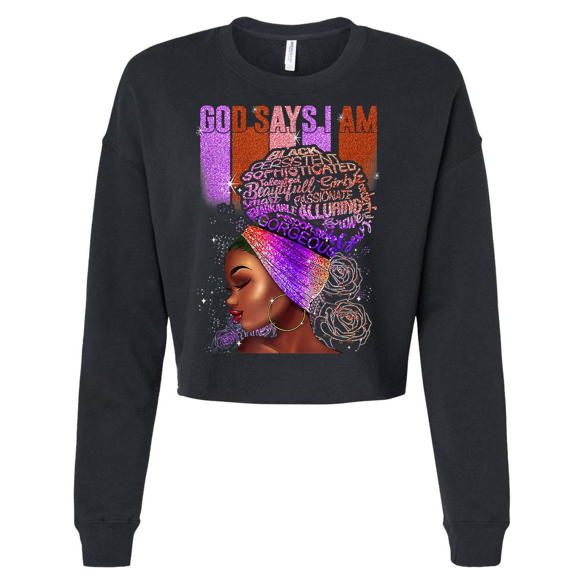 Black Girl God Says I Am Black Melanin History Month Pride Cropped Pullover Crew