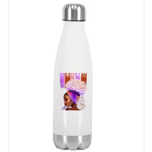 Black Girl God Says I Am Black Melanin History Month Pride Stainless Steel Insulated Water Bottle