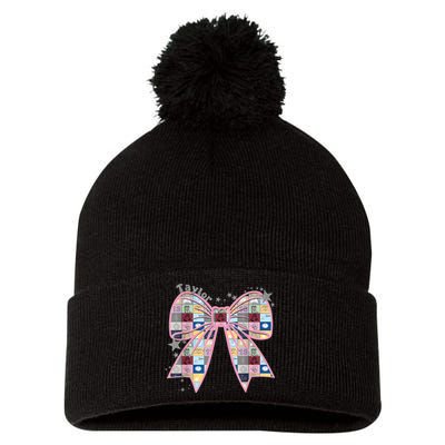 Birthday Girl Groovy Taylor First Name Personalized P.i.n.k Pom Pom 12in Knit Beanie