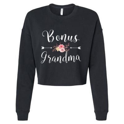 Bonus Grandma Grandmother Best Granny Ever Grandparents Day Cropped Pullover Crew