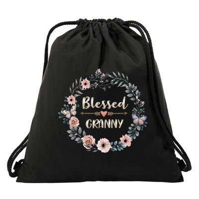 Blessed Granny Gift Thanksgiving Christmas Drawstring Bag