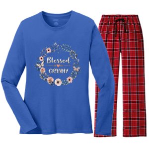 Blessed Granny Gift Thanksgiving Christmas Women's Long Sleeve Flannel Pajama Set 