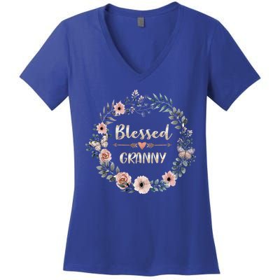 Blessed Granny Gift Thanksgiving Christmas Women's V-Neck T-Shirt