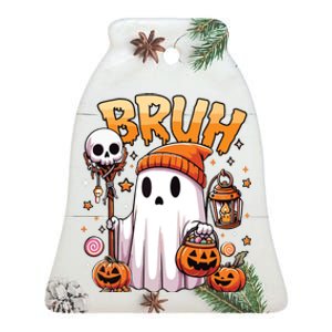 Bruh Ghost Halloween Cute Ghost Trick Or Treat Candy Ceramic Bell Ornament