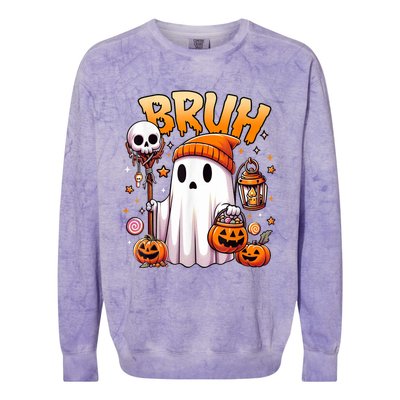 Bruh Ghost Halloween Cute Ghost Trick Or Treat Candy Colorblast Crewneck Sweatshirt