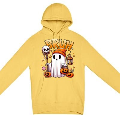 Bruh Ghost Halloween Cute Ghost Trick Or Treat Candy Premium Pullover Hoodie