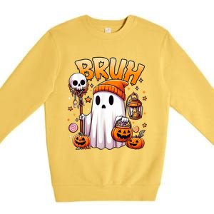 Bruh Ghost Halloween Cute Ghost Trick Or Treat Candy Premium Crewneck Sweatshirt