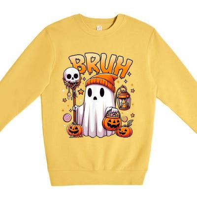 Bruh Ghost Halloween Cute Ghost Trick Or Treat Candy Premium Crewneck Sweatshirt