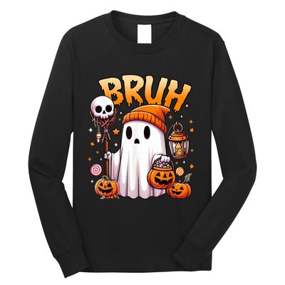 Bruh Ghost Halloween Cute Ghost Trick Or Treat Candy Long Sleeve Shirt