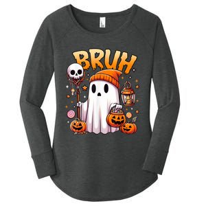 Bruh Ghost Halloween Cute Ghost Trick Or Treat Candy Women's Perfect Tri Tunic Long Sleeve Shirt