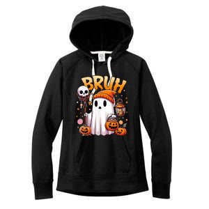 Bruh Ghost Halloween Cute Ghost Trick Or Treat Candy Women's Fleece Hoodie