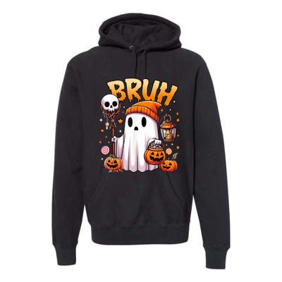 Bruh Ghost Halloween Cute Ghost Trick Or Treat Candy Premium Hoodie