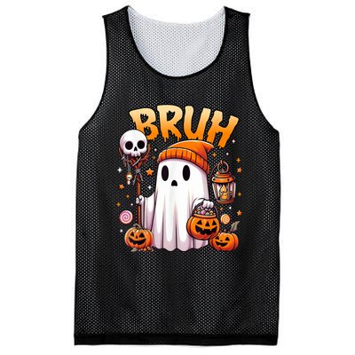 Bruh Ghost Halloween Cute Ghost Trick Or Treat Candy Mesh Reversible Basketball Jersey Tank