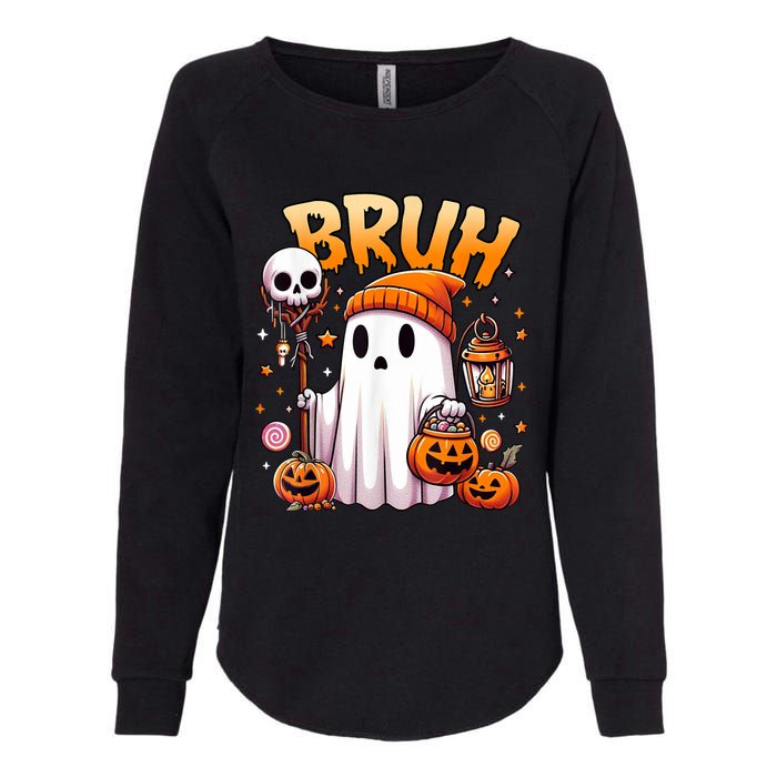 Bruh Ghost Halloween Cute Ghost Trick Or Treat Candy Womens California Wash Sweatshirt