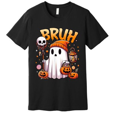 Bruh Ghost Halloween Cute Ghost Trick Or Treat Candy Premium T-Shirt