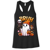 Bruh Ghost Halloween Cute Ghost Trick Or Treat Candy Women's Racerback Tank