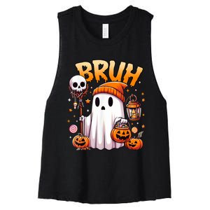 Bruh Ghost Halloween Cute Ghost Trick Or Treat Candy Women's Racerback Cropped Tank