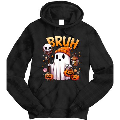 Bruh Ghost Halloween Cute Ghost Trick Or Treat Candy Tie Dye Hoodie