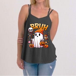 Bruh Ghost Halloween Cute Ghost Trick Or Treat Candy Women's Strappy Tank