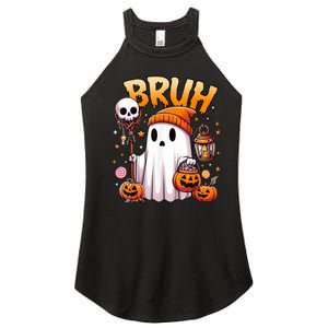 Bruh Ghost Halloween Cute Ghost Trick Or Treat Candy Women's Perfect Tri Rocker Tank