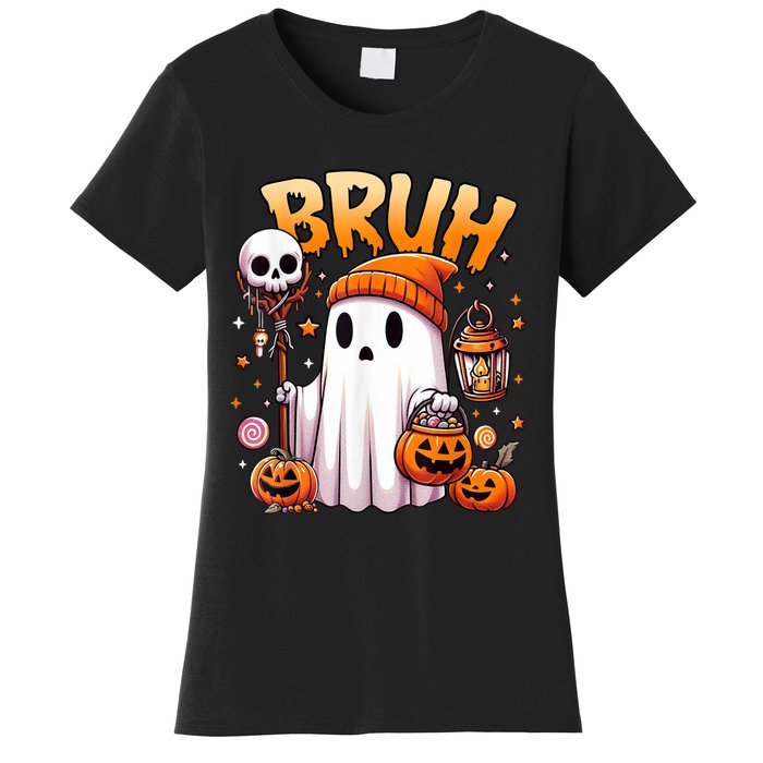 Bruh Ghost Halloween Cute Ghost Trick Or Treat Candy Women's T-Shirt