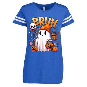 Bruh Ghost Halloween Cute Ghost Trick Or Treat Candy Enza Ladies Jersey Football T-Shirt