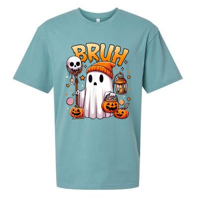 Bruh Ghost Halloween Cute Ghost Trick Or Treat Candy Sueded Cloud Jersey T-Shirt