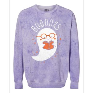 Booooks Ghost Halloween Teacher Book Library Reading Colorblast Crewneck Sweatshirt