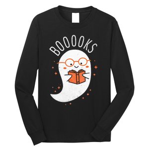 Booooks Ghost Halloween Teacher Book Library Reading Long Sleeve Shirt