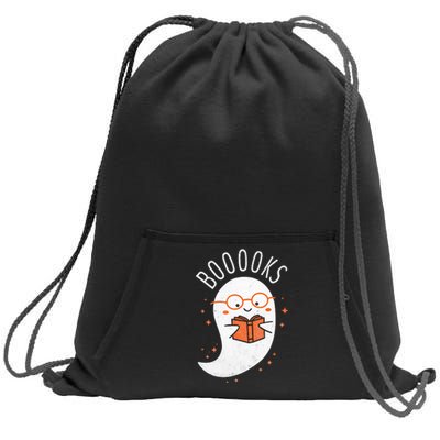 Booooks Ghost Halloween Teacher Book Library Reading Sweatshirt Cinch Pack Bag