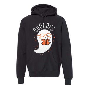 Booooks Ghost Halloween Teacher Book Library Reading Premium Hoodie