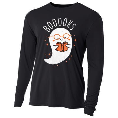 Booooks Ghost Halloween Teacher Book Library Reading Cooling Performance Long Sleeve Crew