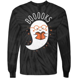 Booooks Ghost Halloween Teacher Book Library Reading Tie-Dye Long Sleeve Shirt