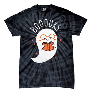 Booooks Ghost Halloween Teacher Book Library Reading Tie-Dye T-Shirt