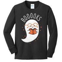 Booooks Ghost Halloween Teacher Book Library Reading Kids Long Sleeve Shirt