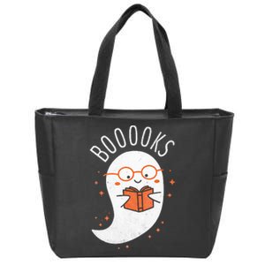 Booooks Ghost Halloween Teacher Book Library Reading Zip Tote Bag