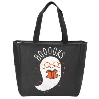 Booooks Ghost Halloween Teacher Book Library Reading Zip Tote Bag