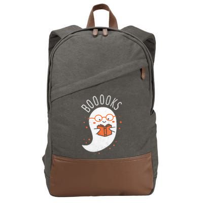 Booooks Ghost Halloween Teacher Book Library Reading Cotton Canvas Backpack