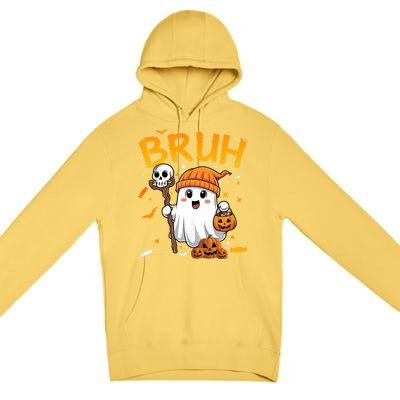 Bruh Ghost Halloween Cute Ghost Candy Funny Halloween Premium Pullover Hoodie